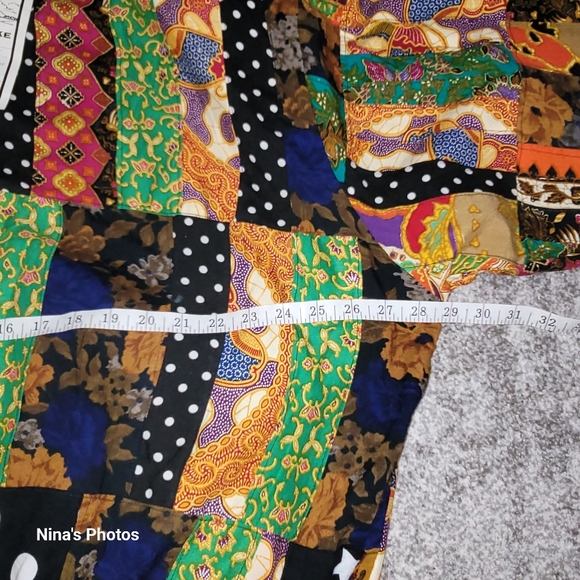 VTG NOS OK Mike Patchwork Sweater Lined Shoulder Pads Y2K 90's Maximalist One SZ - Picture 9 of 12